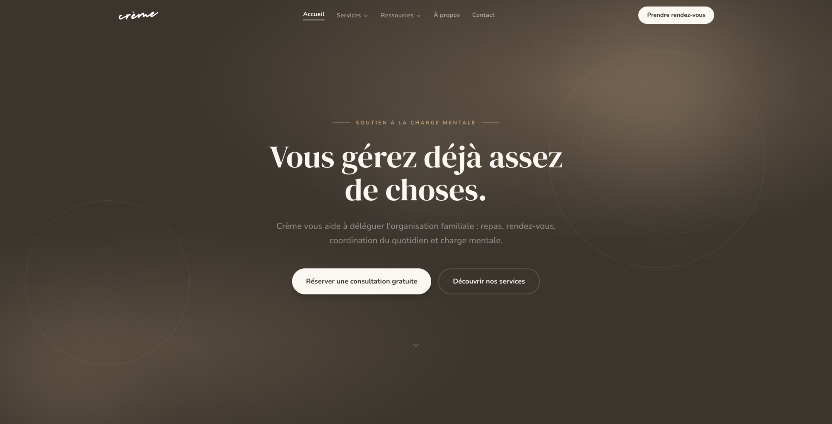 Agence Crème - site desktop
